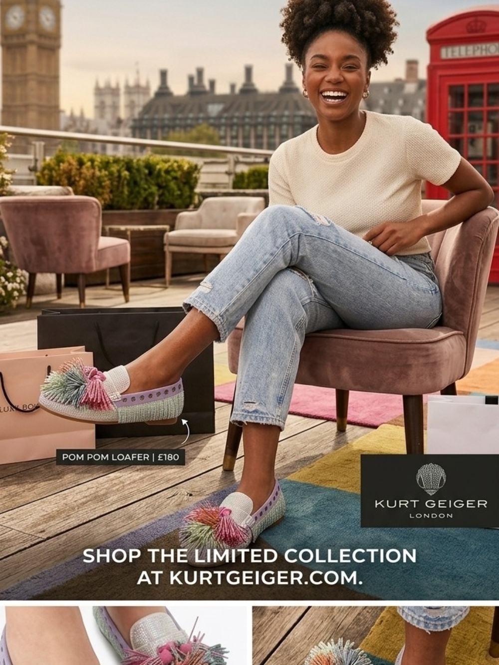 Kurt Geiger Pastel Multi Pom-Pom Loafers